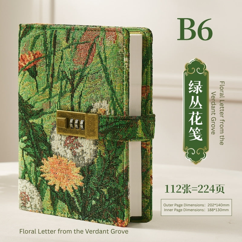 Secret Garden B6 Fabric Vintage Code Lock Journal