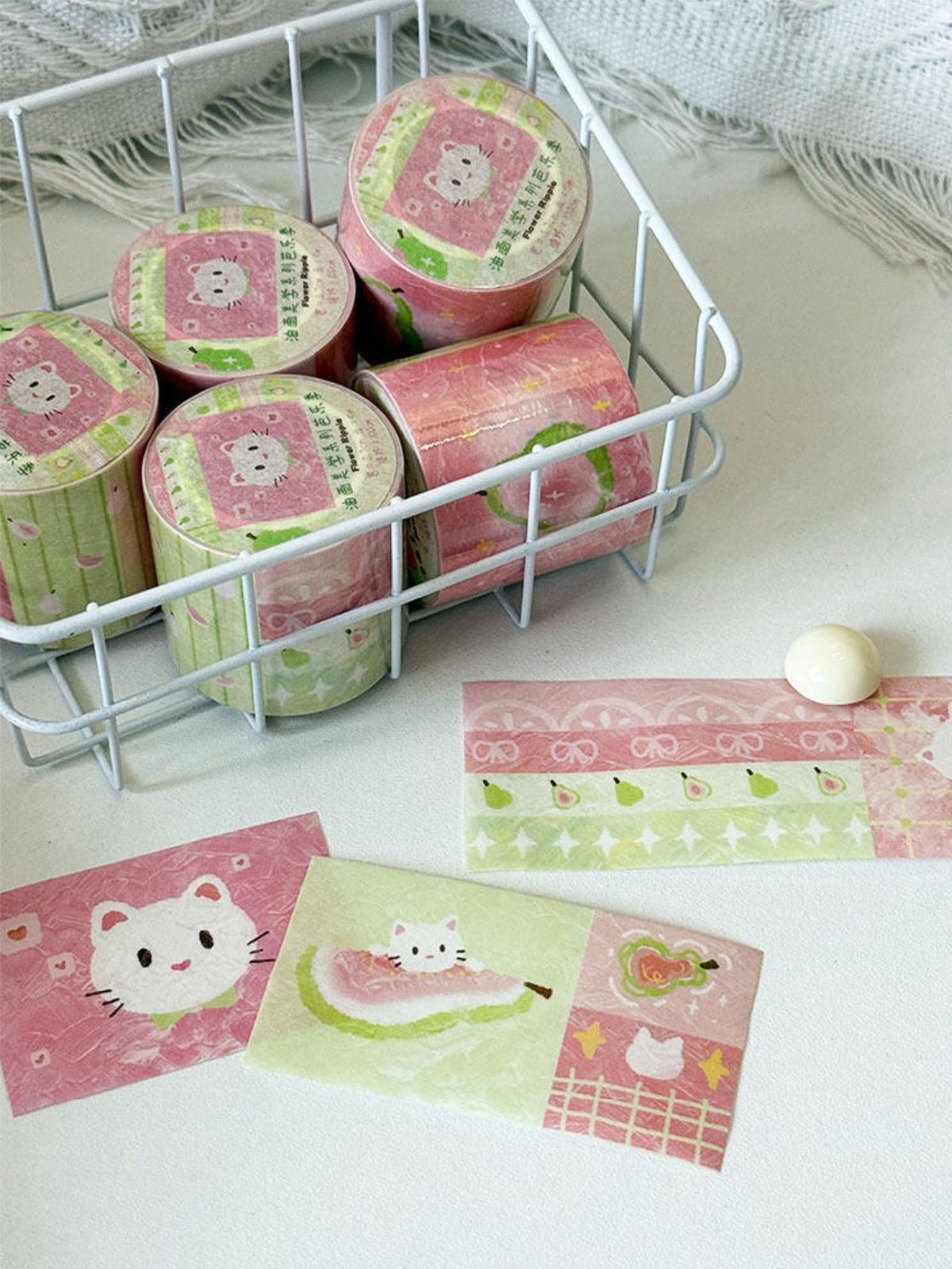 Guava & Kitten Oil Painting Washi Tape