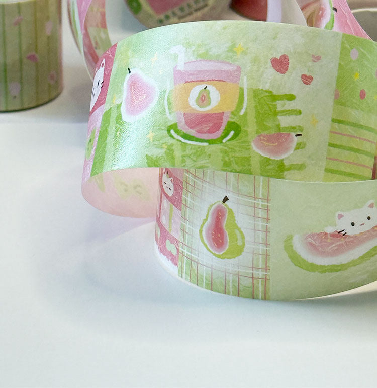 Guava & Kitten Oil Painting Washi Tape
