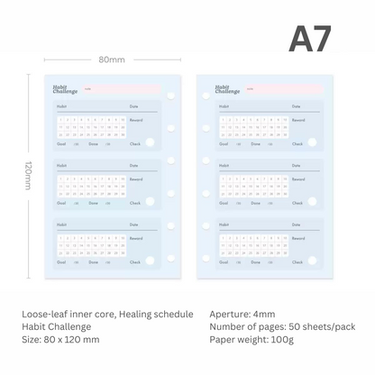 Loose-leaf A7/M5 Paper Refill  Original Design Function Schedule Plan