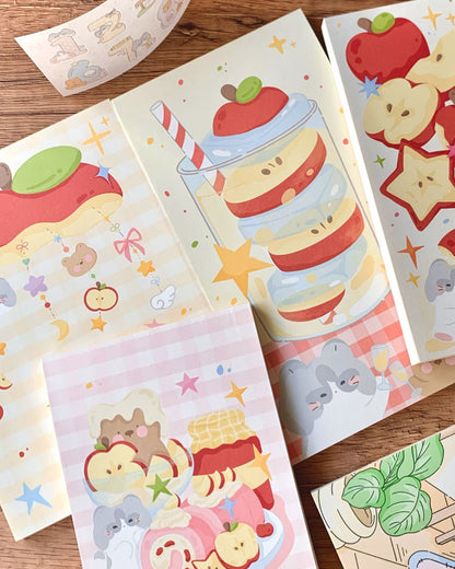 Original Aesthetic Apple Cat Memo Pad Set