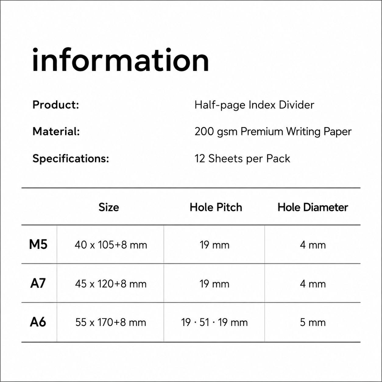 Peeking Views Half-Page Index Divider Set, M5/A7/A6