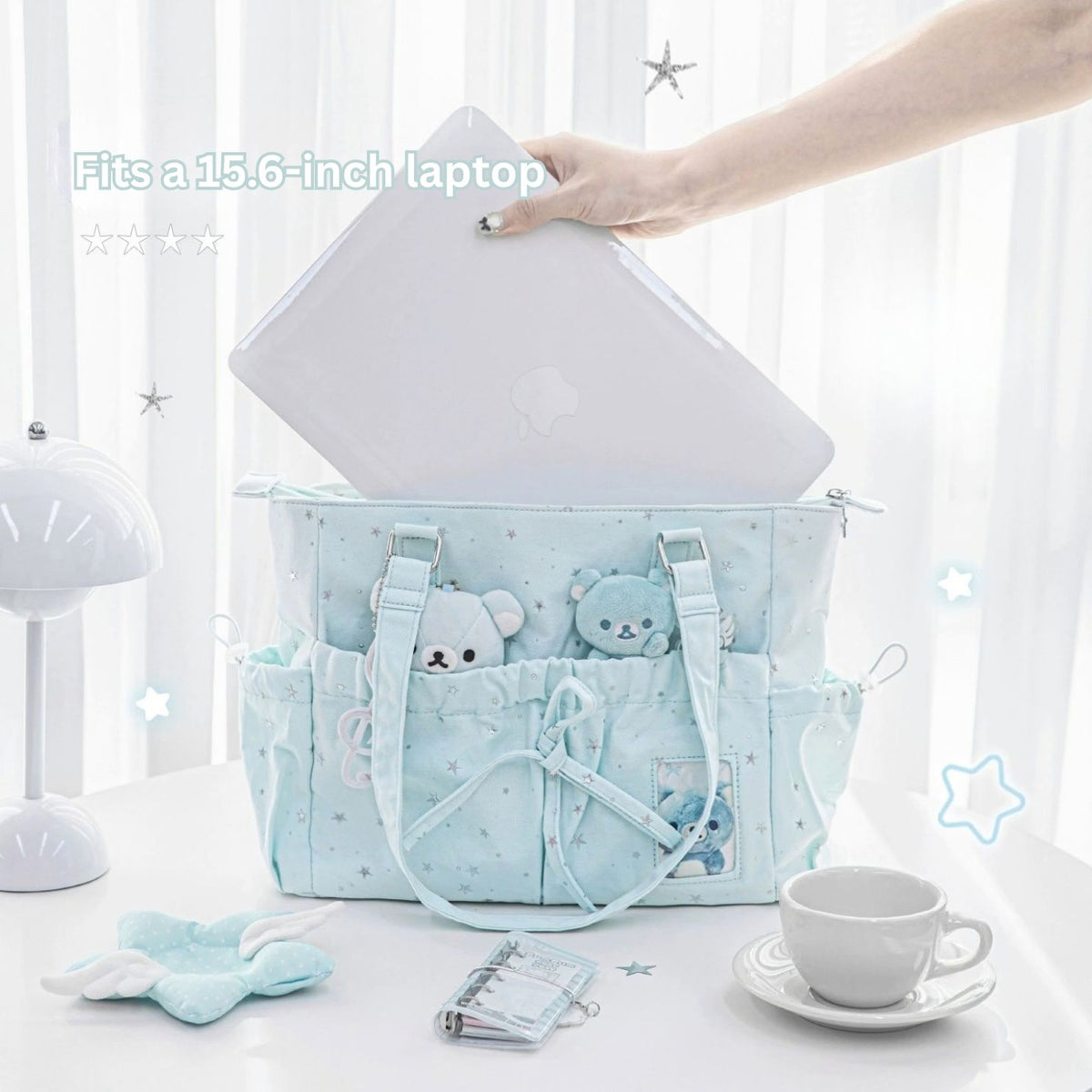 Starry Ribbon Aesthetic Canvas Tote Bag
