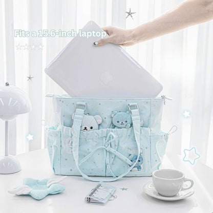 Starry Ribbon Aesthetic Canvas Tote Bag