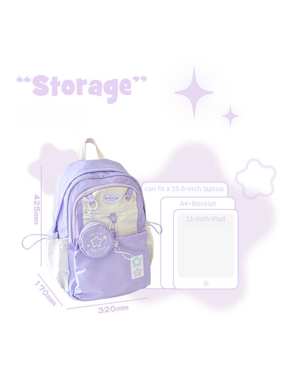 Cream Star Drawstring Backpack