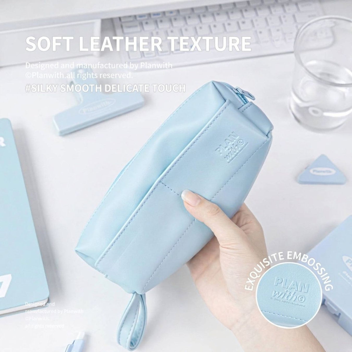 Dual-Opening PU Leather Pencil Case
