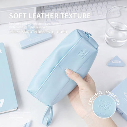 Dual-Opening PU Leather Pencil Case