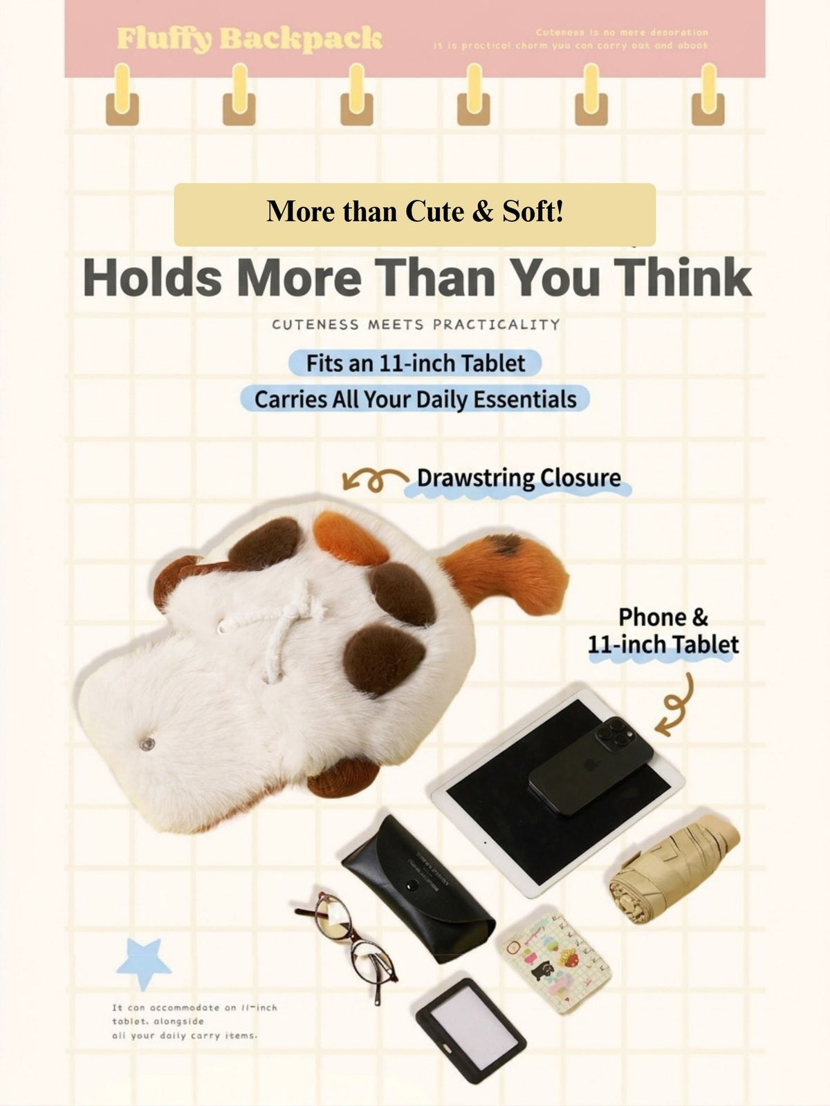 Headphone Cat Plush Backpack