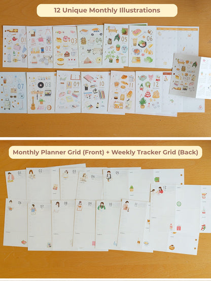 "Little Hours" 2027 Tri-Fold Loose-Leaf Monthly & Weekly Planner Refills