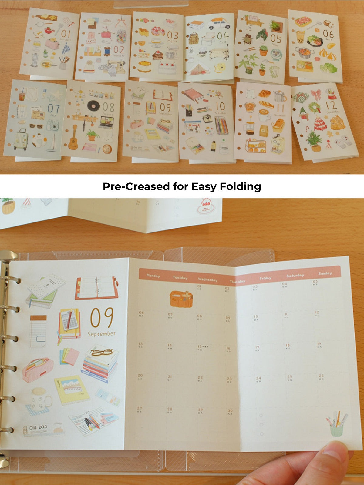 "Little Hours" 2027 Tri-Fold Loose-Leaf Monthly & Weekly Planner Refills