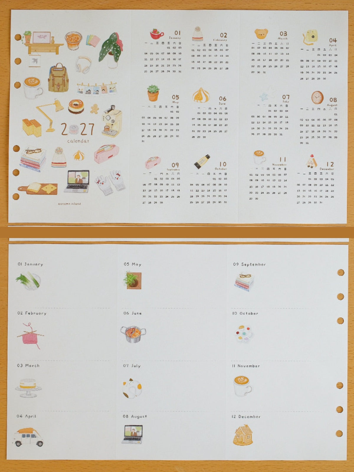 "Little Hours" 2027 Tri-Fold Loose-Leaf Monthly & Weekly Planner Refills