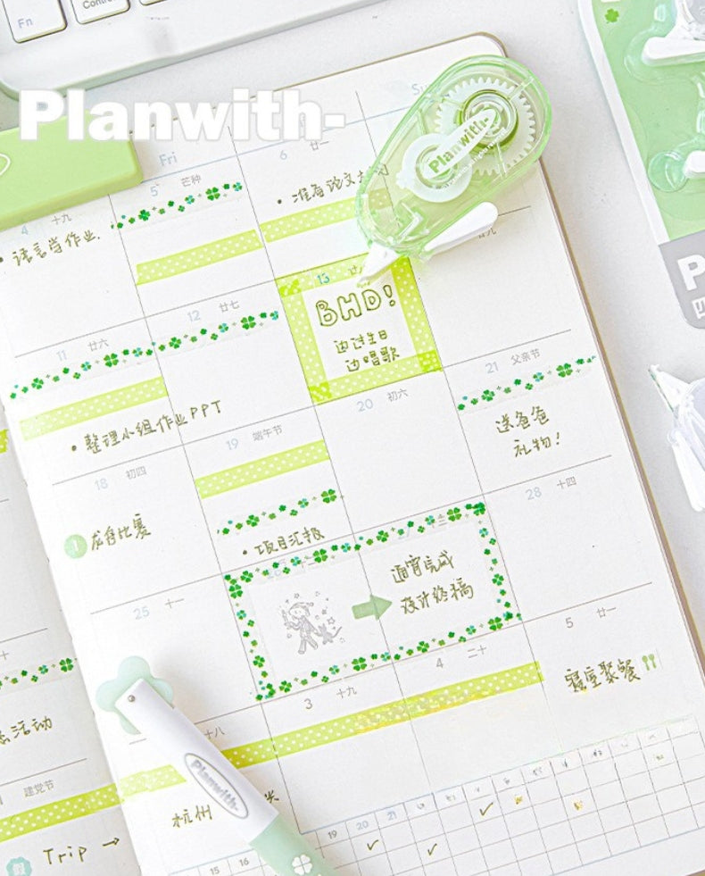 Lucky Clover PET Decorative Tape for Journaling & Note-Taking