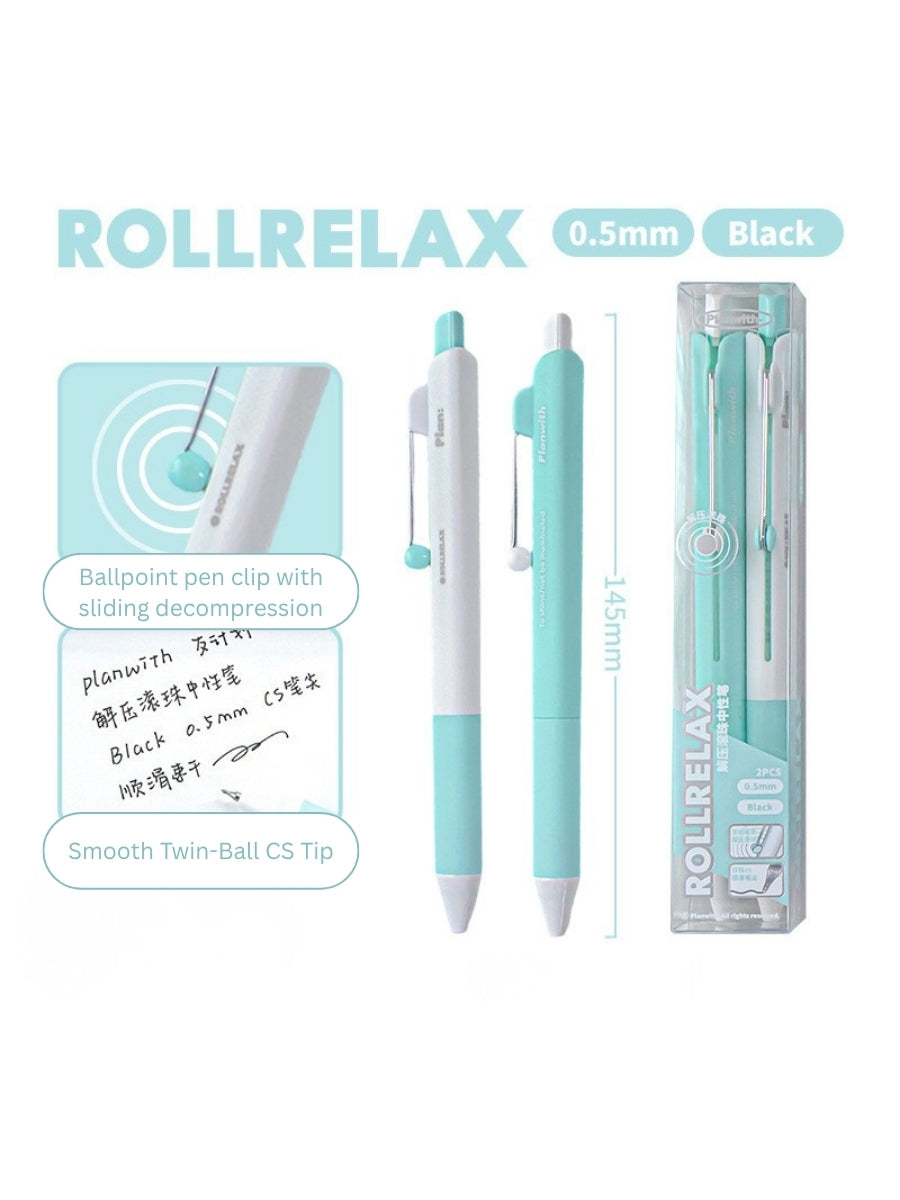 RollRelax Stress-Relieving Gel Pens, 2-Pack, 0.5mm