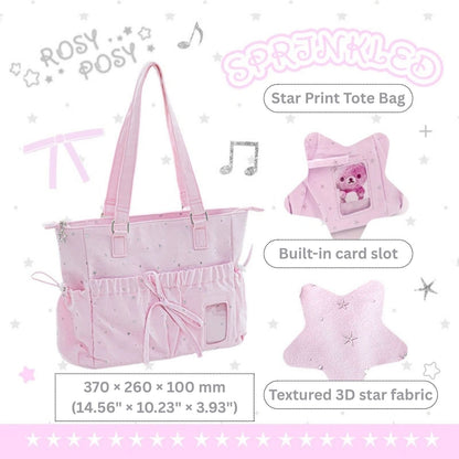 Starry Ribbon Aesthetic Canvas Tote Bag