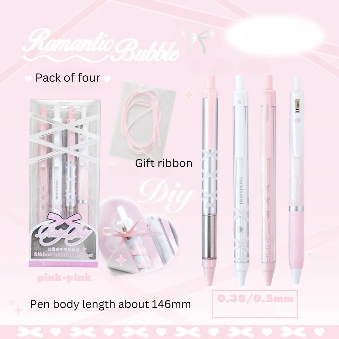 4pcs Soft Ribbon Gel Pens Set 0.38mm 0.5mm Ballpoint