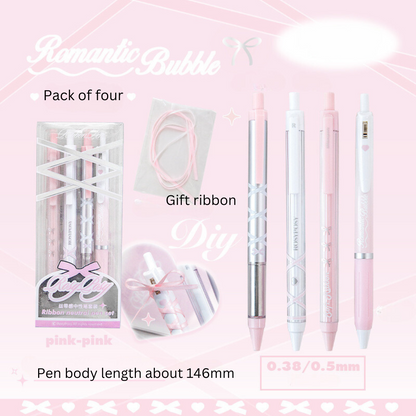 4pcs Soft Ribbon Gel Pens Set 0.38mm/0.5mm Ballpoint