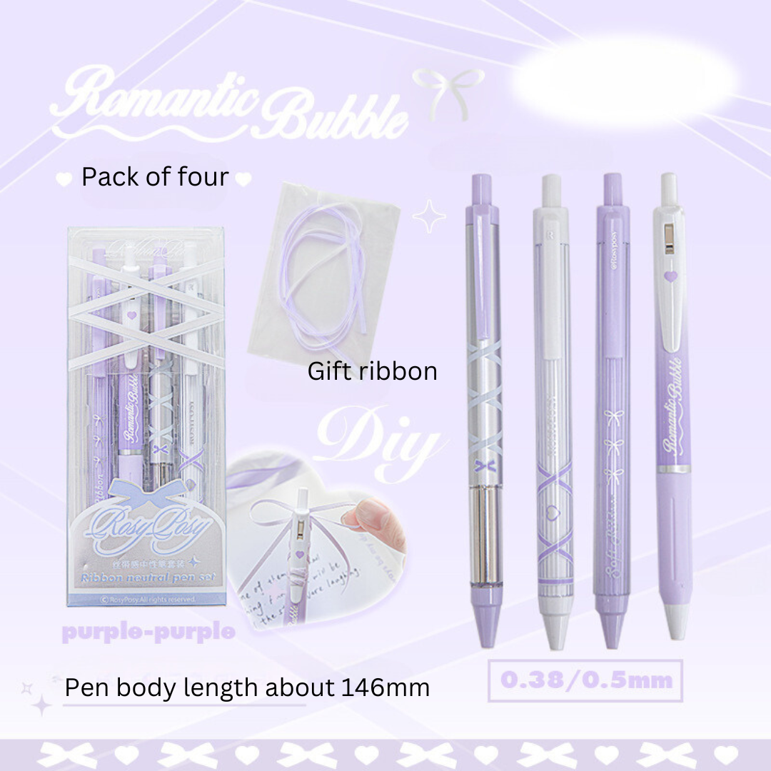 4pcs Soft Ribbon Gel Pens Set 0.38mm/0.5mm Ballpoint