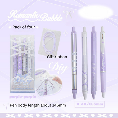 4pcs Soft Ribbon Gel Pens Set 0.38mm/0.5mm Ballpoint