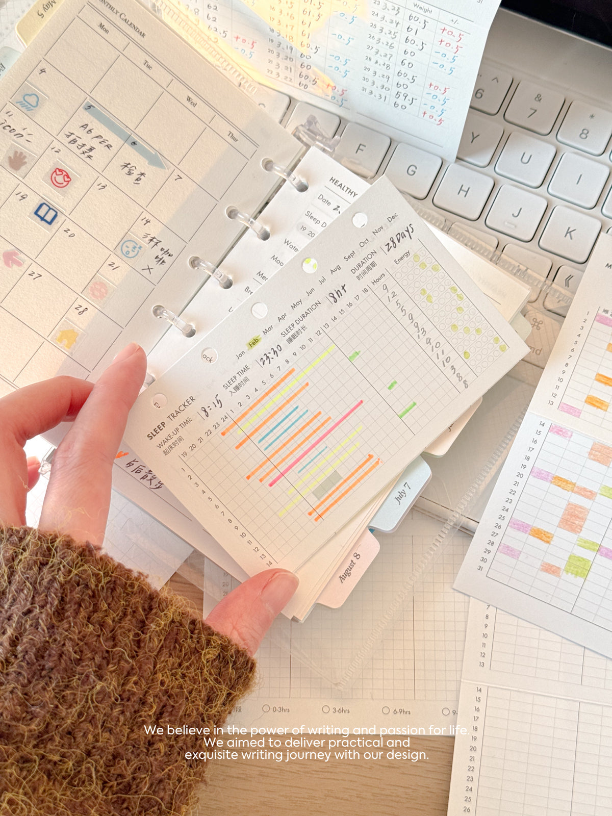 M5/A7 Bi-Fold Loose-Leaf Paper Core | Sleep, Weight & Wellness Management