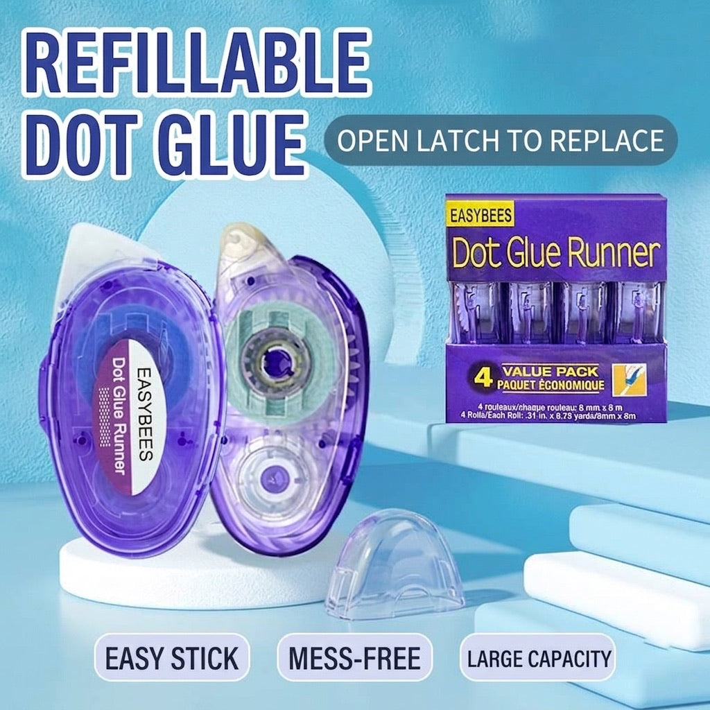 Refillable Dot Roller Glue Tape - 8mm × 8m