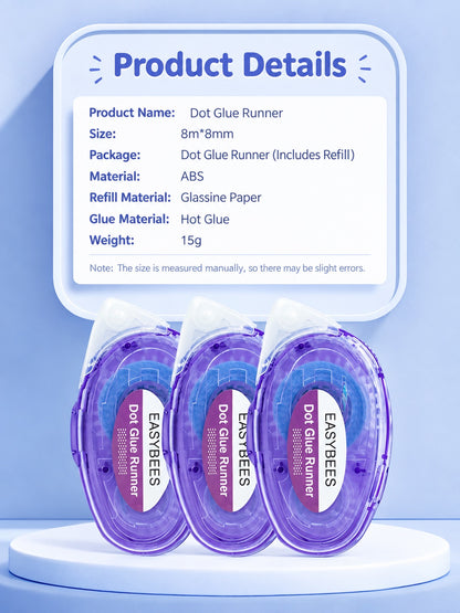 Refillable Dot Roller Glue Tape - 8mm × 8m