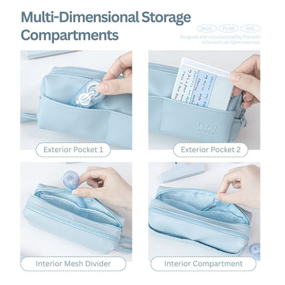 Dual-Opening PU Leather Pencil Case