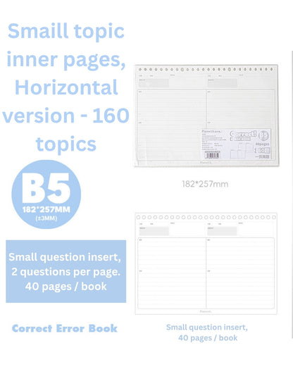 Reusable Mistake Log Loose Leaf Notebook (B5/A4)