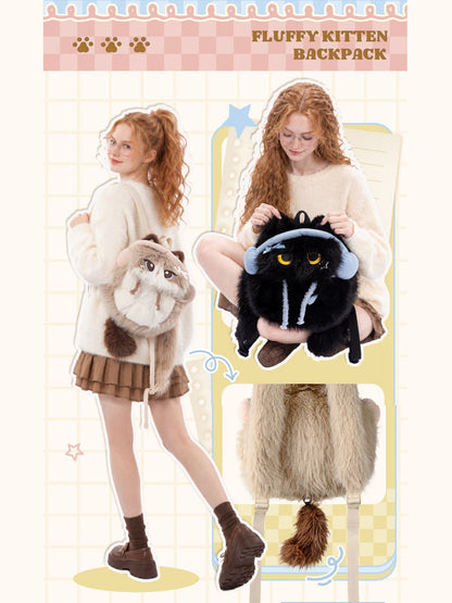 Headphone Cat Plush Backpack