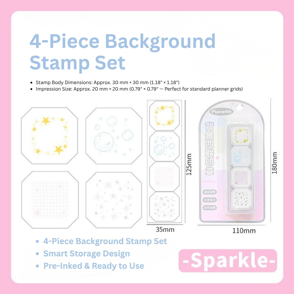 Background Stamp Set, 4-in-1 Portable Pre-Inked