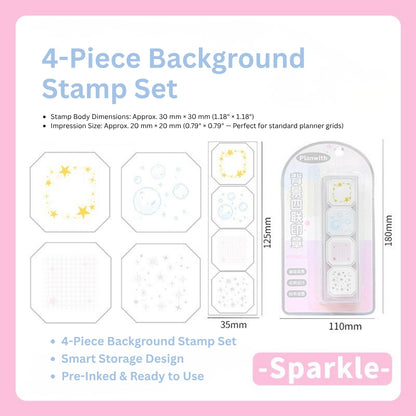 Background Stamp Set, 4-in-1 Portable Pre-Inked