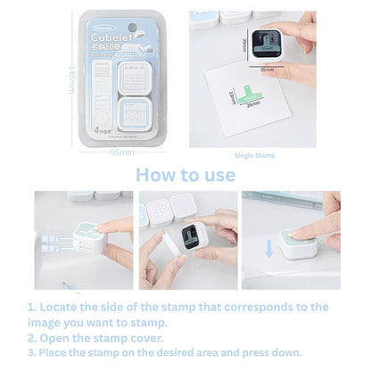 Cubelet Versatile Dual-Sided 4-in-1 Pre-Inked Stamp