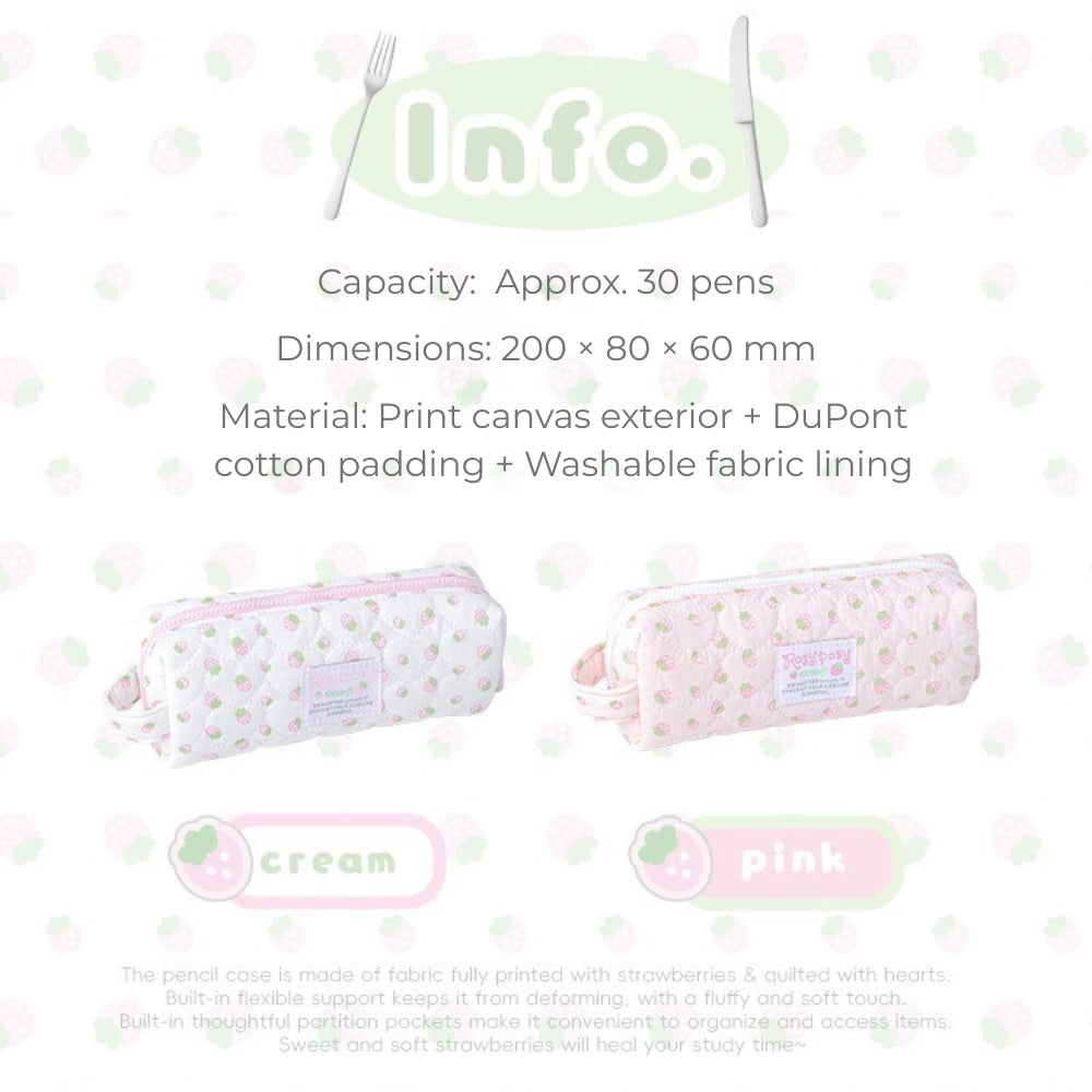 Sweet Berry Puffy Pencil Case with Hand Strap