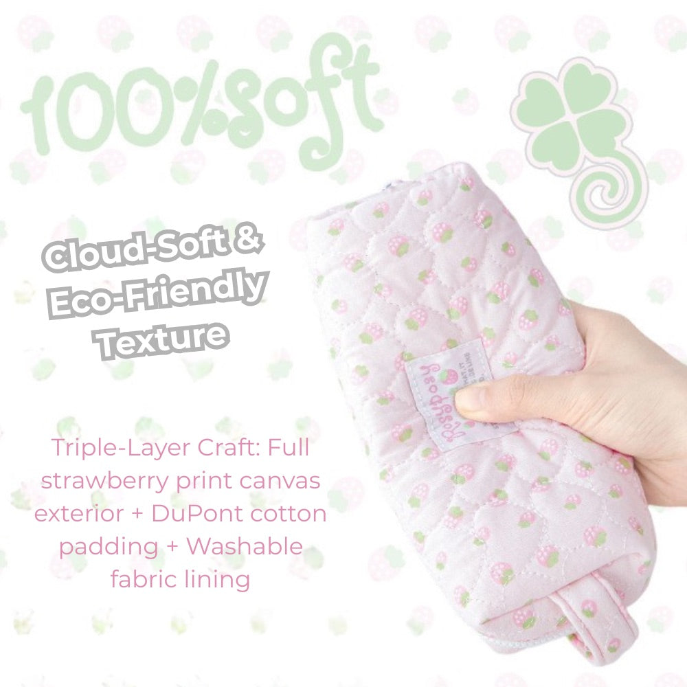 Sweet Berry Puffy Pencil Case with Hand Strap