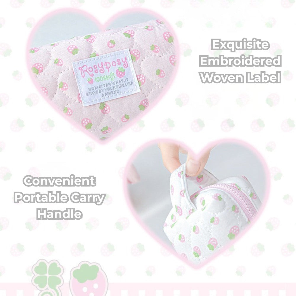 Sweet Berry Puffy Pencil Case with Hand Strap