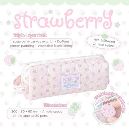 Sweet Berry Puffy Pencil Case with Hand Strap