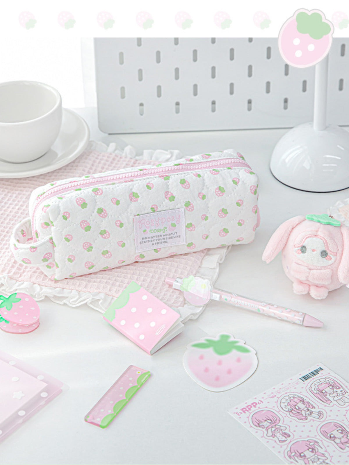 Sweet Berry Puffy Pencil Case with Hand Strap