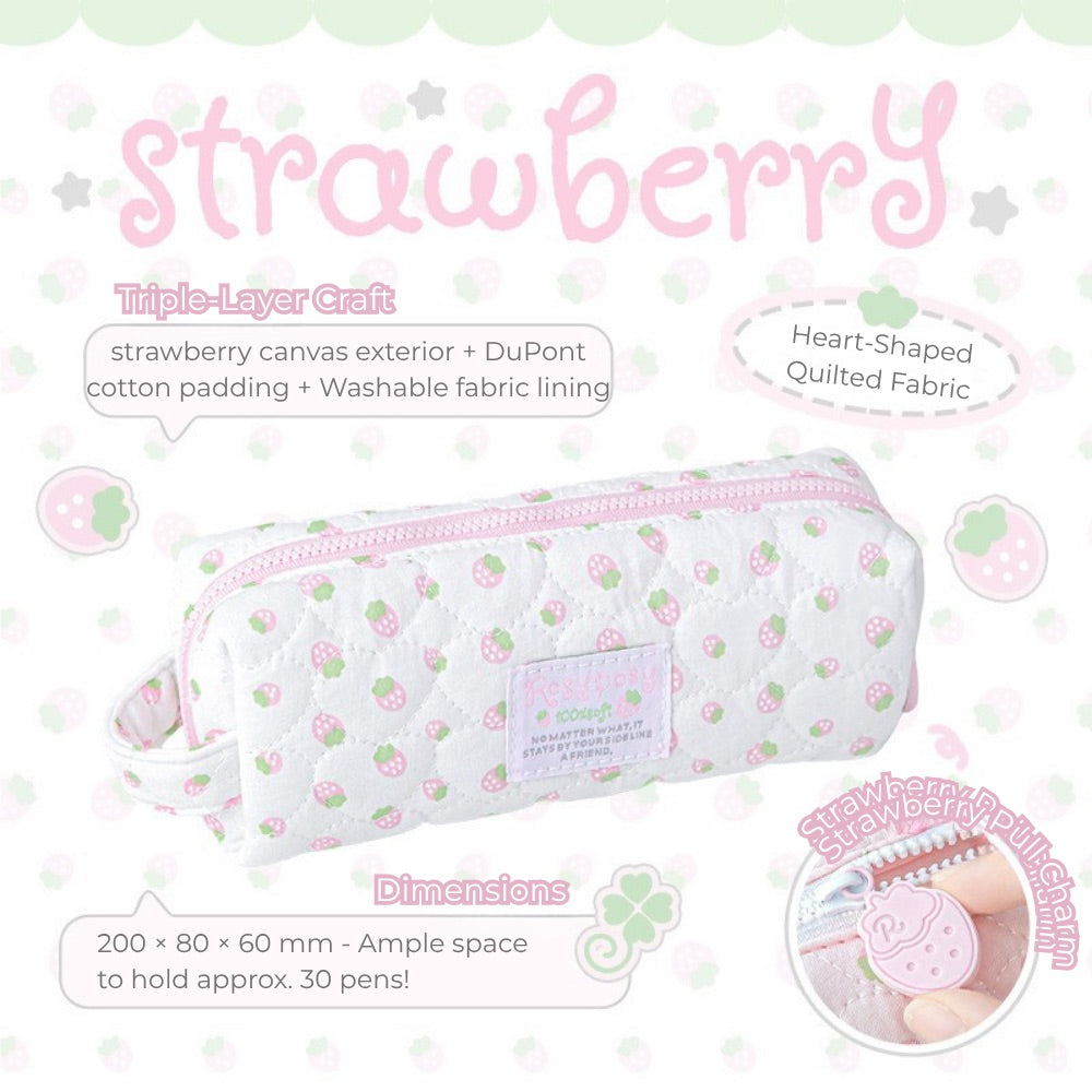 Sweet Berry Puffy Pencil Case with Hand Strap