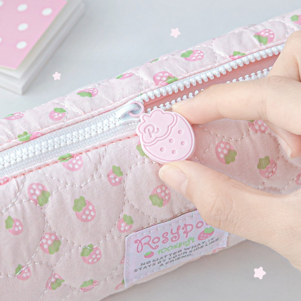Sweet Berry Puffy Pencil Case with Hand Strap