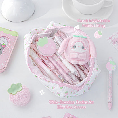 Sweet Berry Puffy Pencil Case with Hand Strap