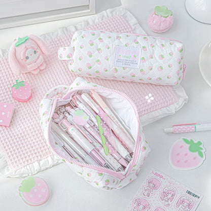 Sweet Berry Puffy Pencil Case with Hand Strap