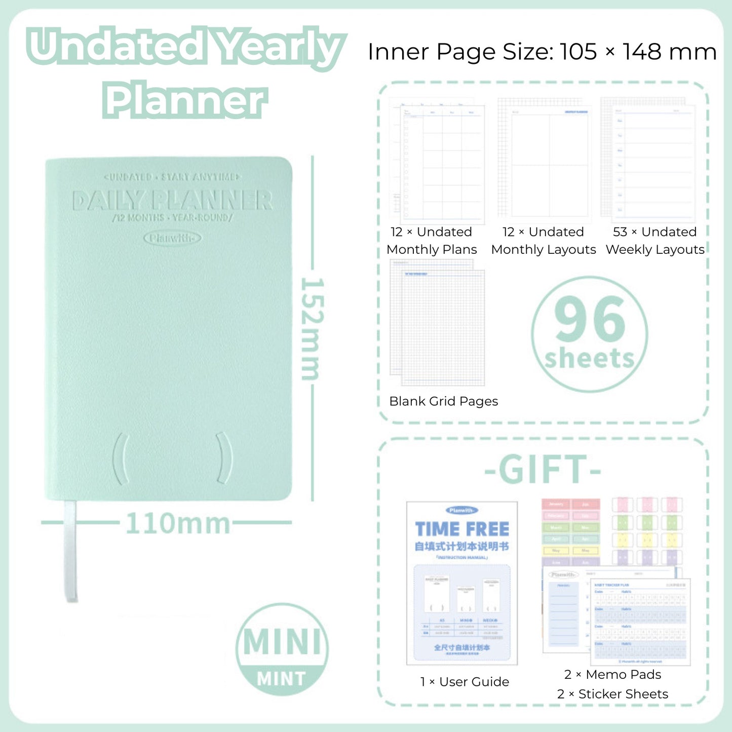 Time Free Undated Yearly Planner