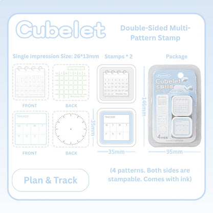 Cubelet Versatile Dual-Sided 4-in-1 Pre-Inked Stamp