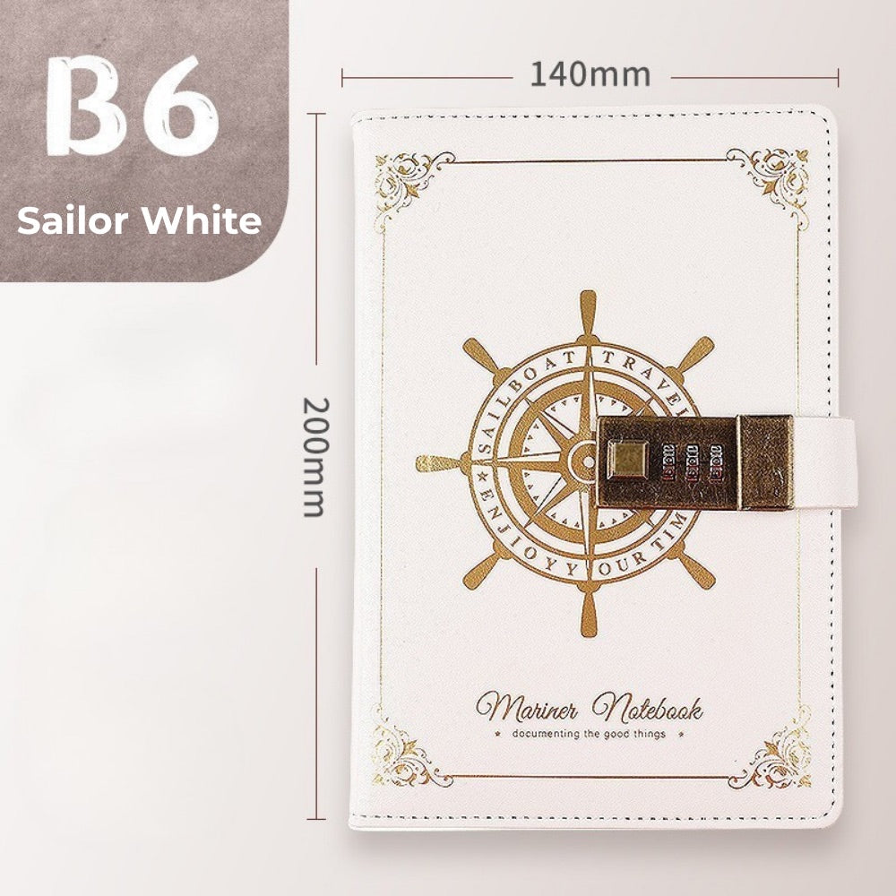 Vintage B6 Combination PU Leather Code Lock Journal