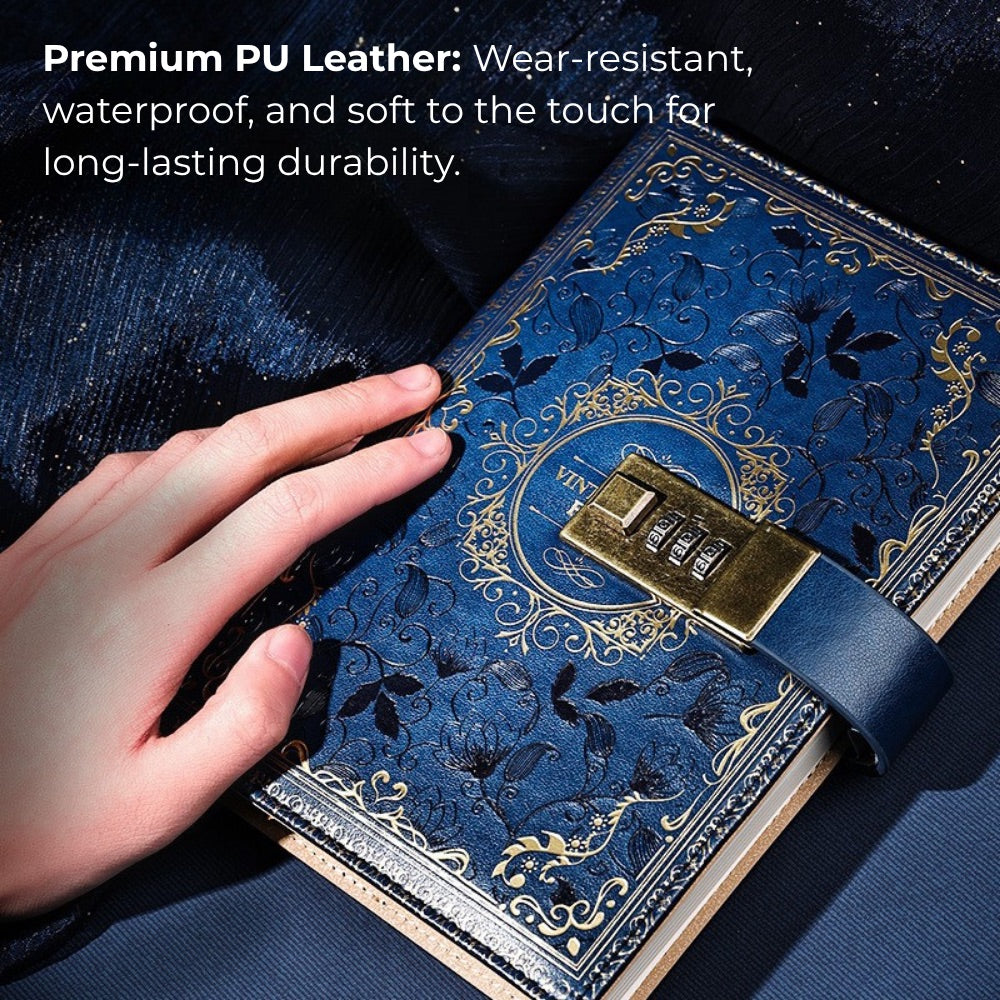 Vintage B6 Combination PU Leather Code Lock Journal