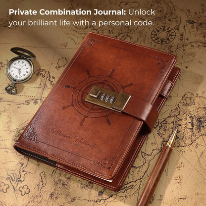 Vintage B6 Combination PU Leather Code Lock Journal