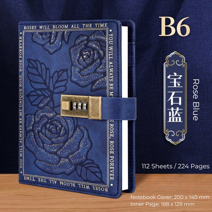 Vintage B6 Combination PU Leather Code Lock Journal
