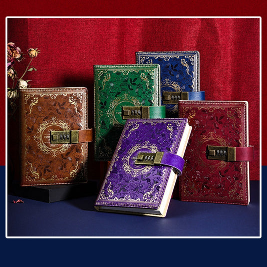 Vintage B6 Combination PU Leather Code Lock Journal