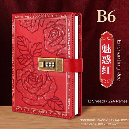 Vintage B6 Combination PU Leather Code Lock Journal