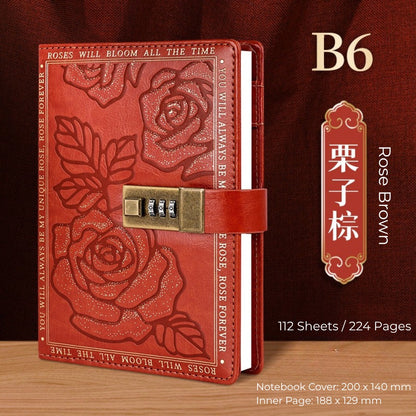 Vintage B6 Combination PU Leather Code Lock Journal