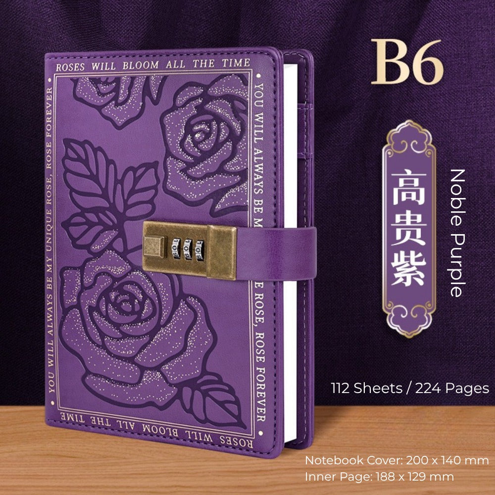 Vintage B6 Combination PU Leather Code Lock Journal